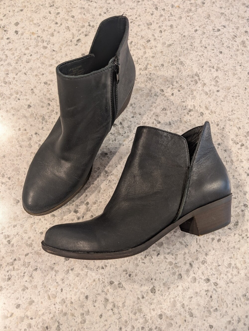 Lucky Brand Leather Banterr Booties Size 8 Black Western Ankle Boots Chelsea